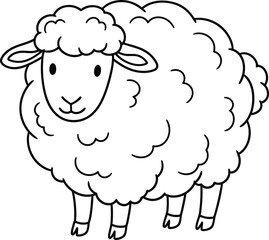 Obraz premium Cute cartoon sheep standing alone