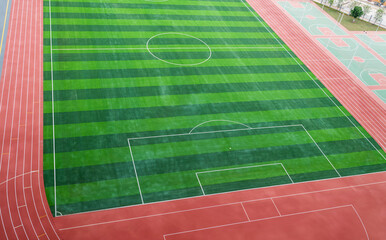 Aerial view of school soccer field