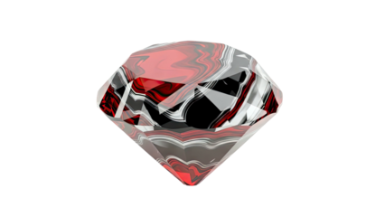 Abstract Red and Black Diamond Gemstone