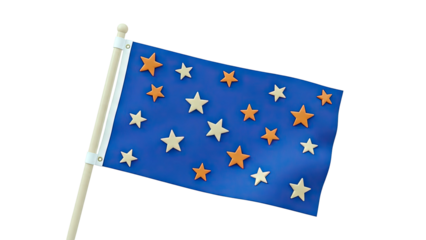Blue flag with scattered orange and cream stars