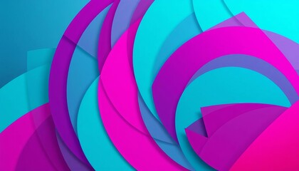 Fototapeta premium Vibrant, overlapping geometric forms in teal, magenta, and gold create a dynamic composition, geometry, abstract