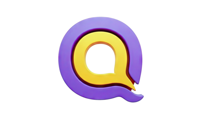 3D Purple and Orange Letter Q Logo on White Background