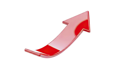 Red arrow pointing upwards on a white background
