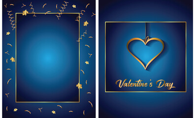 Background with greeting cards in the shape of hearts and love, for Happy Valentine's Day.