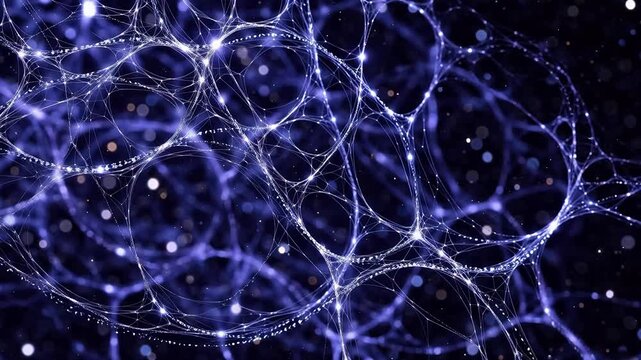 Abstract network of glowing lines and dots