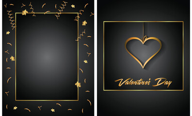 Background with greeting cards in the shape of hearts and love, for Happy Valentine's Day.