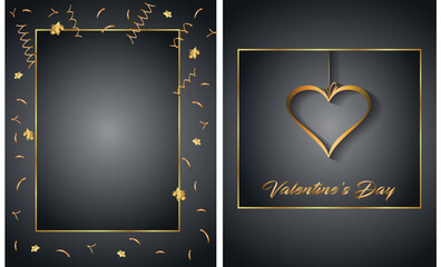 Background with greeting cards in the shape of hearts and love, for Happy Valentine's Day.