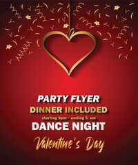 Disco club Valentine's day flyer with colorful elements. Ideal for poster and music background.