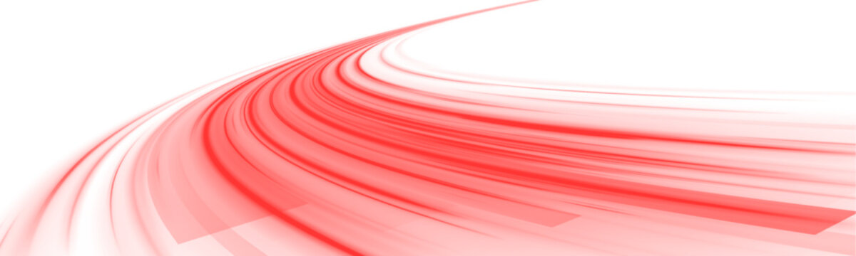 Futuristic red neon laser lines flow along city streets. Blood streaks and police lights highlight motion trails, energy waves, and glowing swirls across urban traffic. Vector illustration PNG.