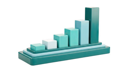 3D Bar Chart with Teal and Blue Tones