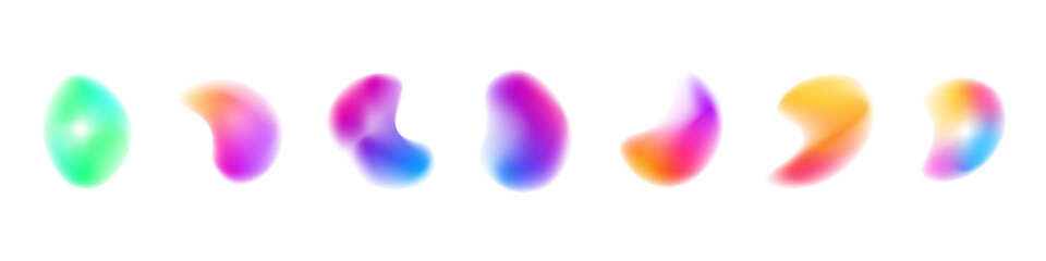 Across the abstract gradient circle, liquid neon colors blend while blot drops drift slowly. Rounded form produces a balanced spherical shape. Vector png banner object. © Mirotvoric