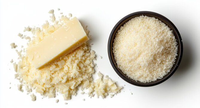 Isolated Grated Parmesan Cheese for Culinary Use