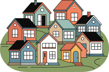 Naklejka premium Colorful houses in a suburban neighborhood homes