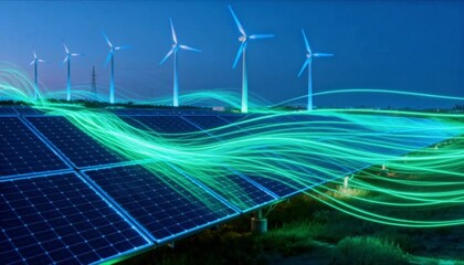 abstract renewable energy data flow perfect for world sustainable energy day - Powered by Adobe