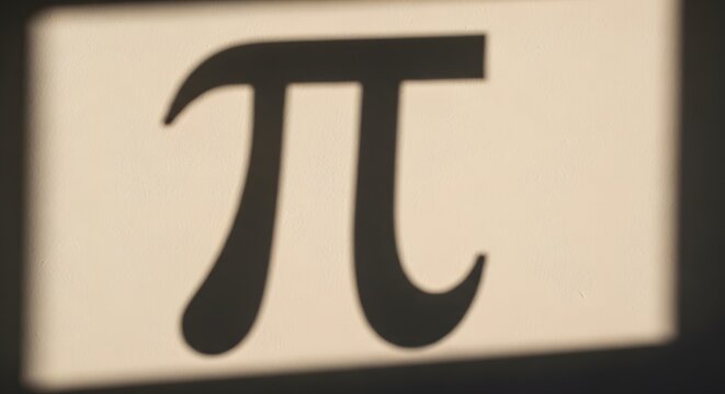 Shadow of the mathematical constant pi symbol cast on a light surface, representing irrational numbers and geometry in science and education