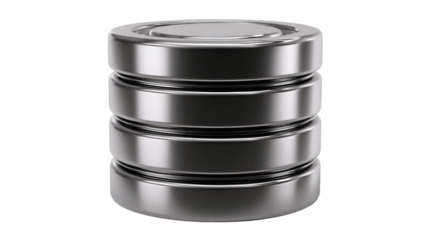 Modern Black Chrome Database Cylinder for Network Infrastructure