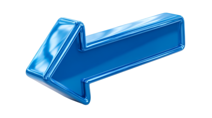 Metallic Blue Directional Arrow Icon with Reflective Surface