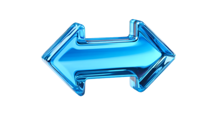 3D Blue Glass Double-Headed Arrow Icon Isolated on White