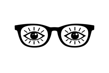 Black Silhouette of Glasses with Eyes Inside