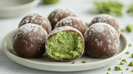 Dubai Chewy cookie ,Chocolate Kunafa Pistachio,Dubai Chocolate bar with green kadayif and pistachio,popular and viral korean 2026,korea hottest dujjonku,dubai sticky cookie,space for text.