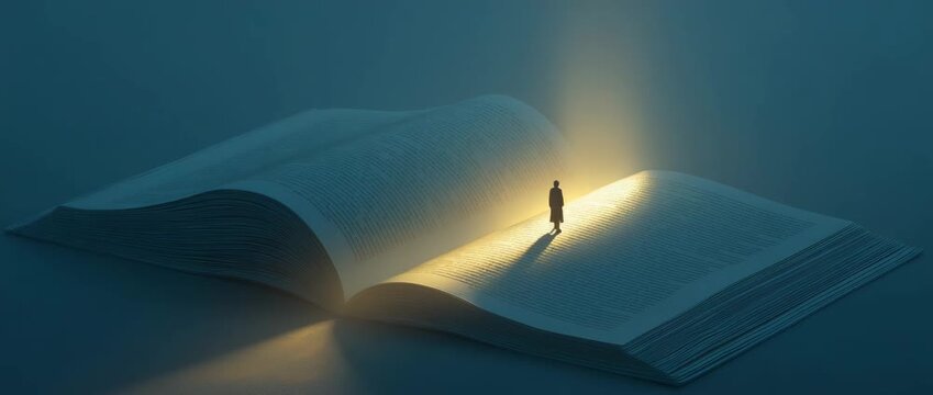 Book of knowledge and light, symbolizes knowledge, learning, enlightenment, imagination, and the transformative power of reading.