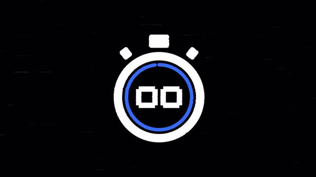 5 second countdown timer to 0 with glitch distortion effect. 4K Video