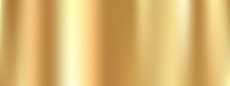 Gold brass glossy brushed metal or satin fabric gradient texture vector background