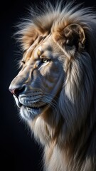 Obraz premium Majestic Lion Profile, Dramatic Lighting