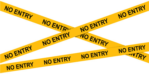 Crossed no entry tape icon, restricted access warning symbol for blocked area, safety control and danger sign design