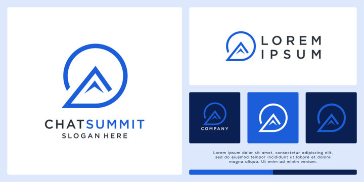 Chat summit logo design outline template.