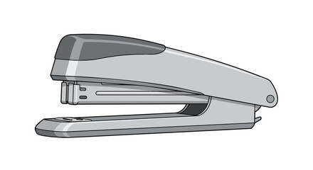 Gray office stapler isolated on white background, essential stationery tool