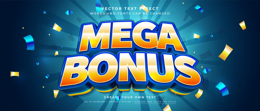3D Mega Bonus text effect on teal sunburst background