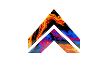 Abstract Chevron Logo with Marbled Paint Effect