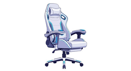 ergonomic office chair with blue accents on white background