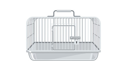 Empty pet carrier with metal bars and handle for safe animal transport