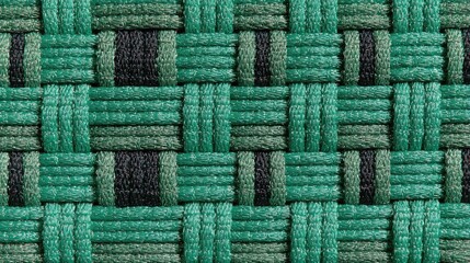 Teal And Dark Green Woven Patterned Fabric
