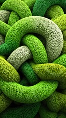 Abstract Intertwined Green Geometric Shapes