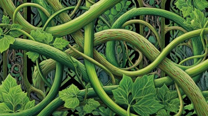 Intricate Green Vine Pattern
