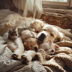 Obraz premium Mother Dog and Her Puppies