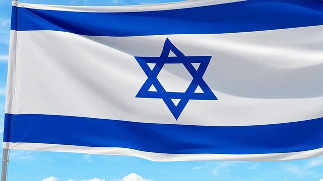 Israeli flag waving in the sky