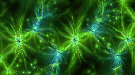 Abstract Glowing Green And Blue Pattern Design