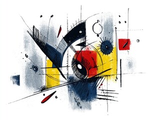 Abstract Geometric Art Composition With Bold Colors