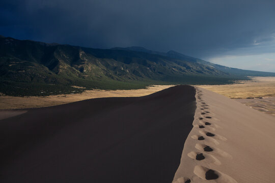 Footprints in the sand at Great Sand Dunes National Park