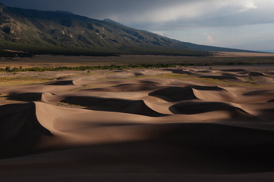 Sand dunes and mountains at Great Sand Dunes National Park