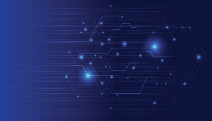 Obraz premium Abstract digital background with glowing blue nodes and lines