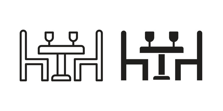 Dining table icon concept template. linear or solid icon collection