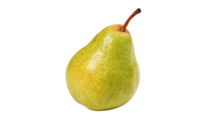 Green pear with clear details and simple features  isolated on transparent background	