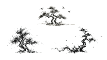 Abstract Tree Brush Stroke on transparent background, png