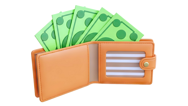 Open wallet with money and ID card slot - Powered by Adobe