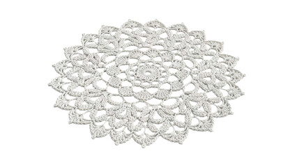 Fototapeta premium White Crochet Doily with Intricate Floral Pattern